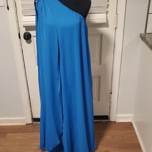 Uoozee Elegant One-Shoulder Blue Maxi Dress NWT